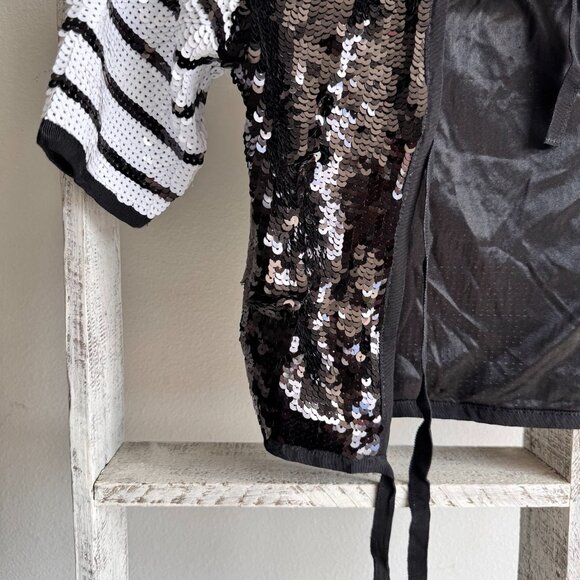 ZARA Limited Edition Black/White Sequin Open Tie-Back Top - Picture 7 of 11